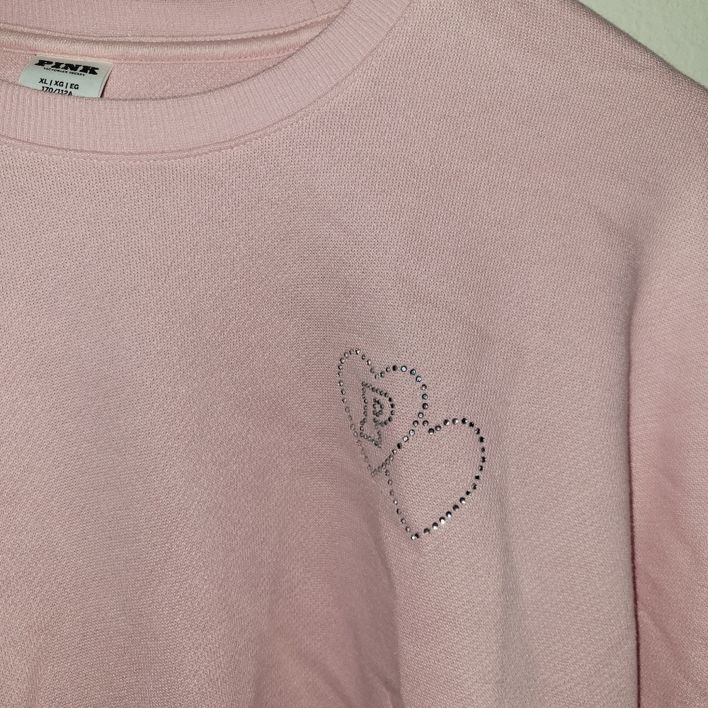 PINK Victoria's Secret Light Pink bling Sweatshirt size xl - Picture 4 of 4